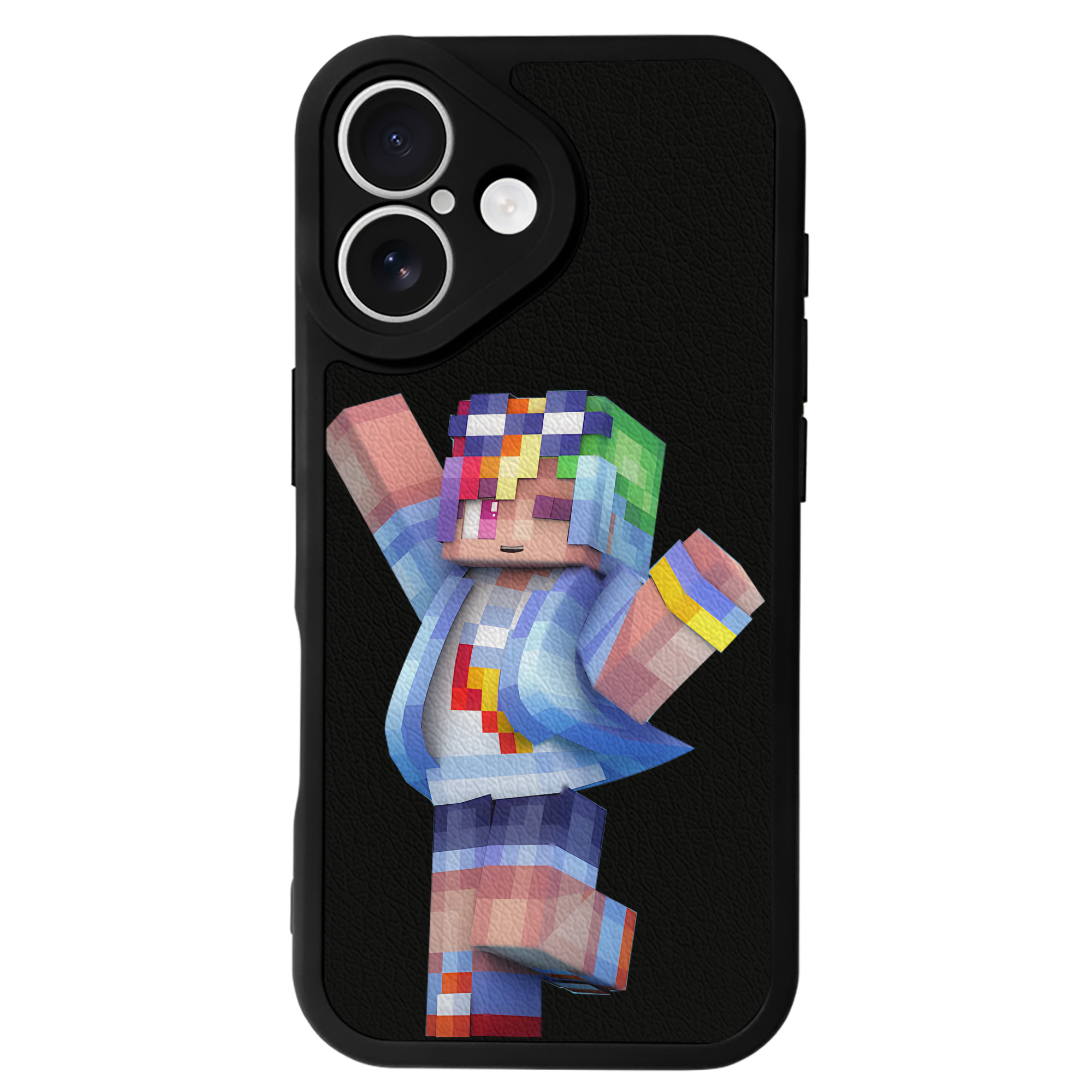 （画像用） マインクラフト ブロックの世界 Minecraft MC Block world 【iPhone 16シリーズ対応】シリコンスマホケース（レザー調） 材質：シリコン